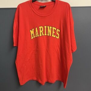 Steve‎ & Batty's Marines Arc Spellout Short Sleeve Tee Men's XXL Red Yellow